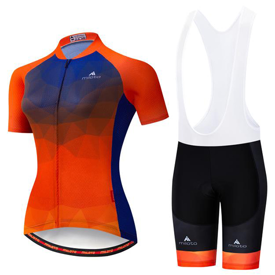 2019 Maillot Mujer Miloto Tirantes Mangas Cortas Violeta Naranja